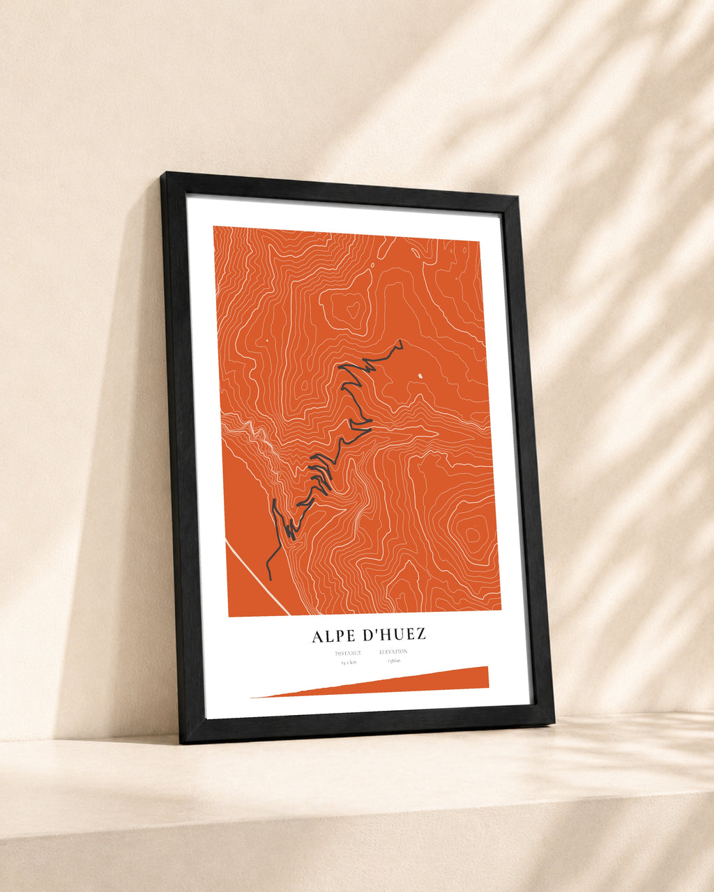 Alpe d'Huez 2D Contour Print – framed contour map print, lifestyle scene
