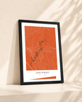Alpe d'Huez 2D Contour Print – framed contour map print, lifestyle scene