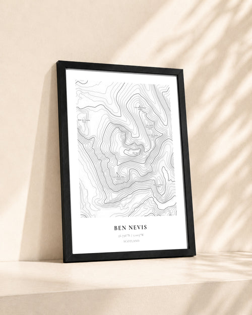 Ben Nevis 2D Contour Print – framed contour map print, lifestyle scene