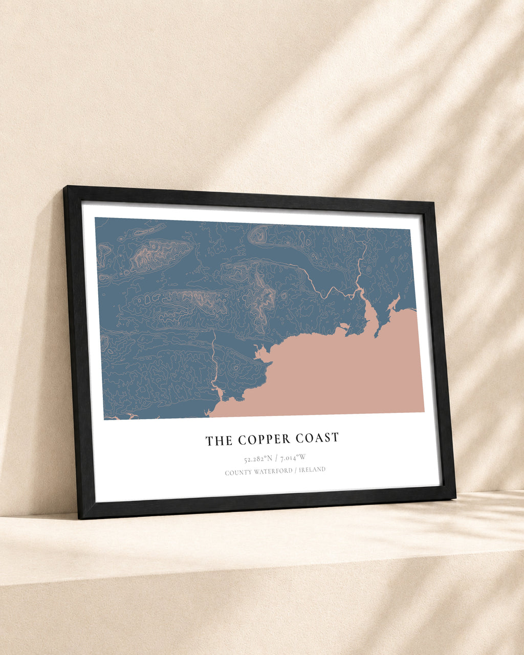 Copper Coast, Waterford 2D Contour Print – framed contour map print, lifestyle scene