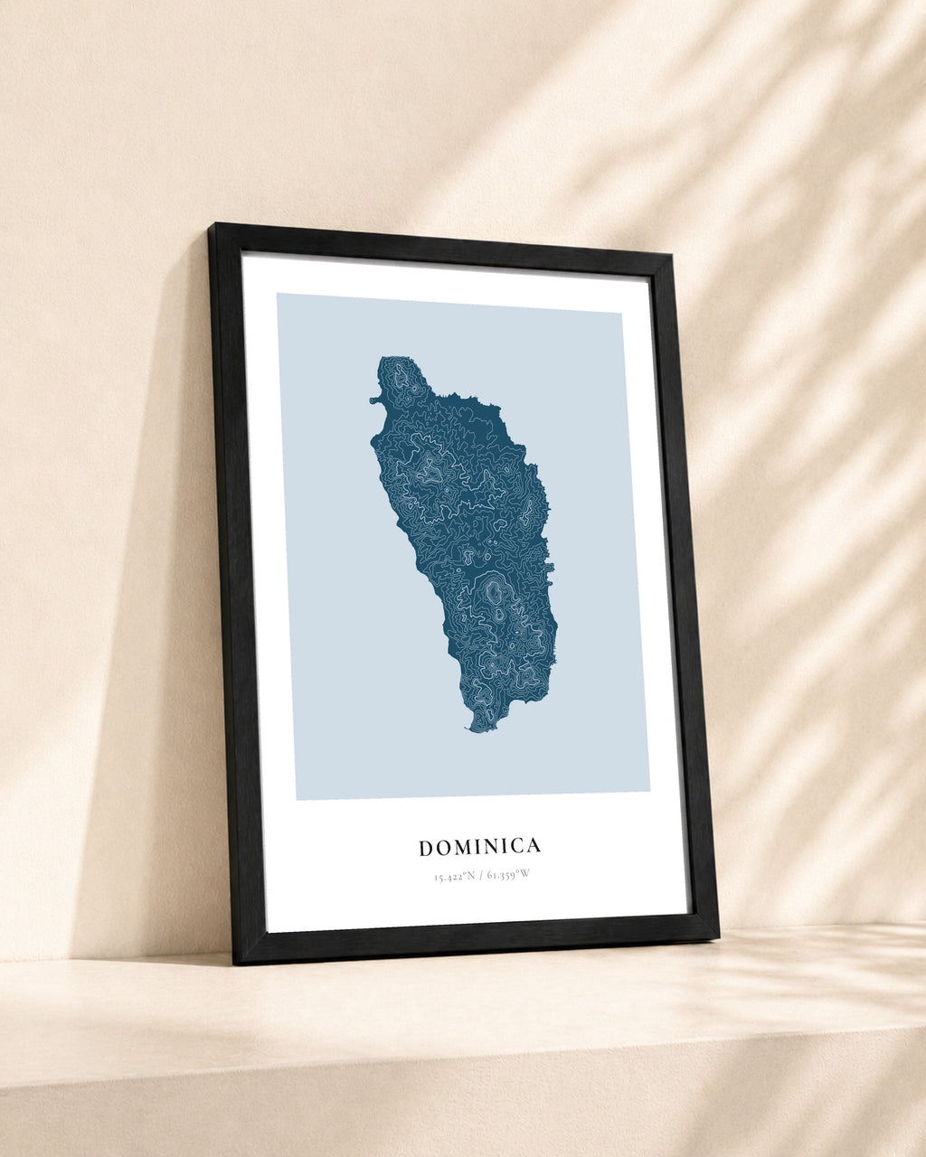 Dominica 2D Contour Print – framed contour map print, lifestyle scene