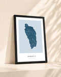 Dominica 2D Contour Print – framed contour map print, lifestyle scene