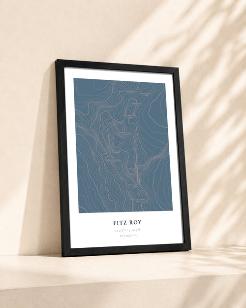 Fitz Roy 2D Contour Print – framed contour map print, lifestyle scene