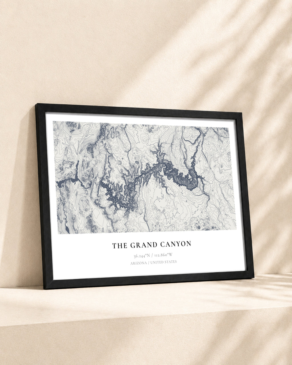 The Grand Canyon 2D Contour Print – framed contour map print, lifestyle scene
