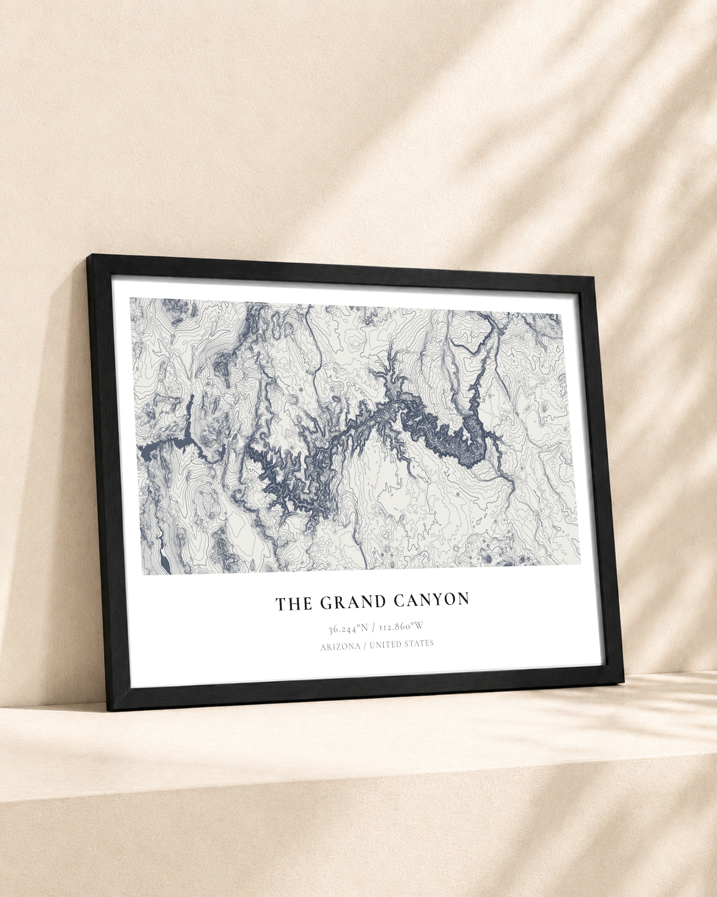 The Grand Canyon 2D Contour Print – framed contour map print, lifestyle scene
