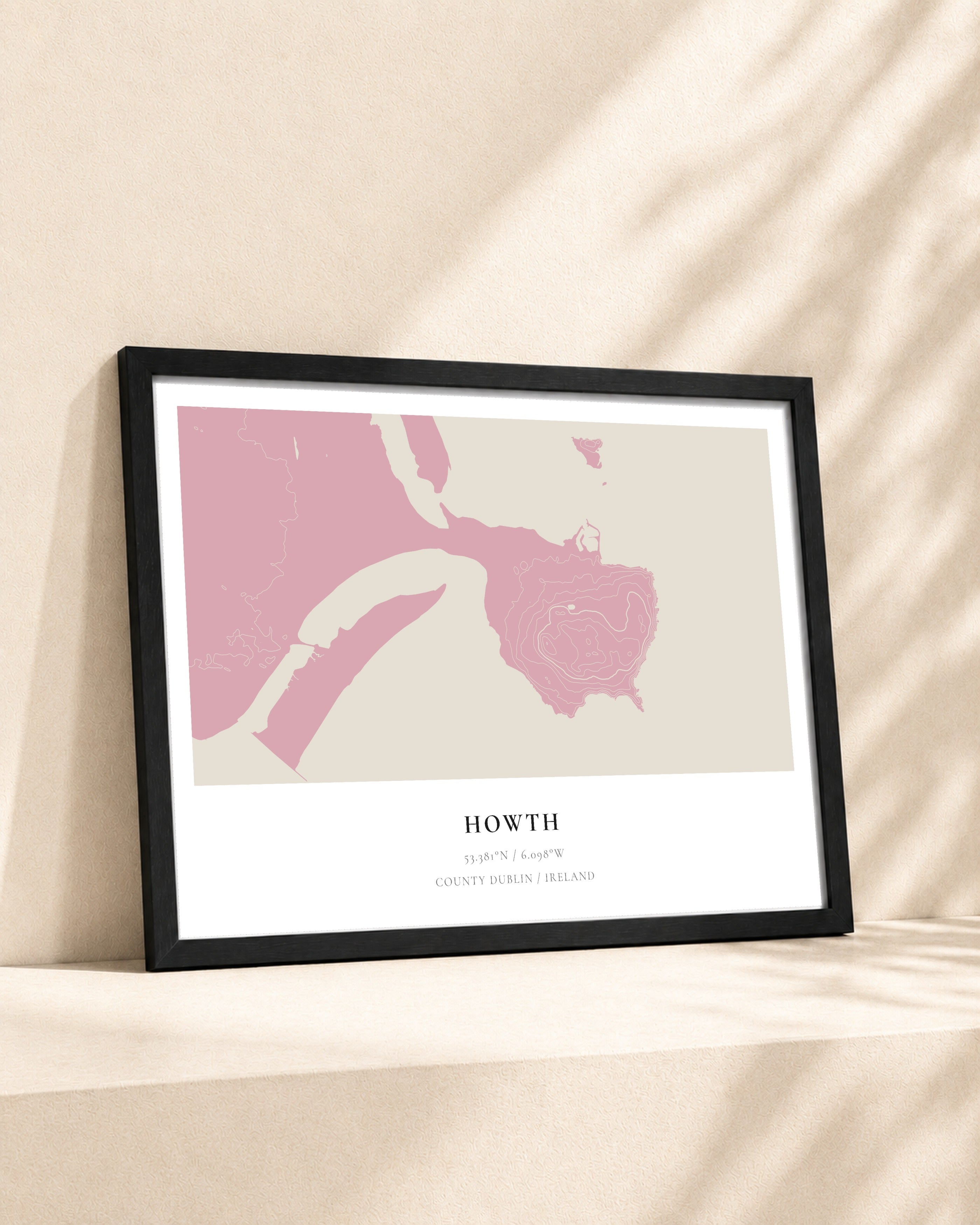 Howth 2D Contour Print – framed contour map print, lifestyle scene