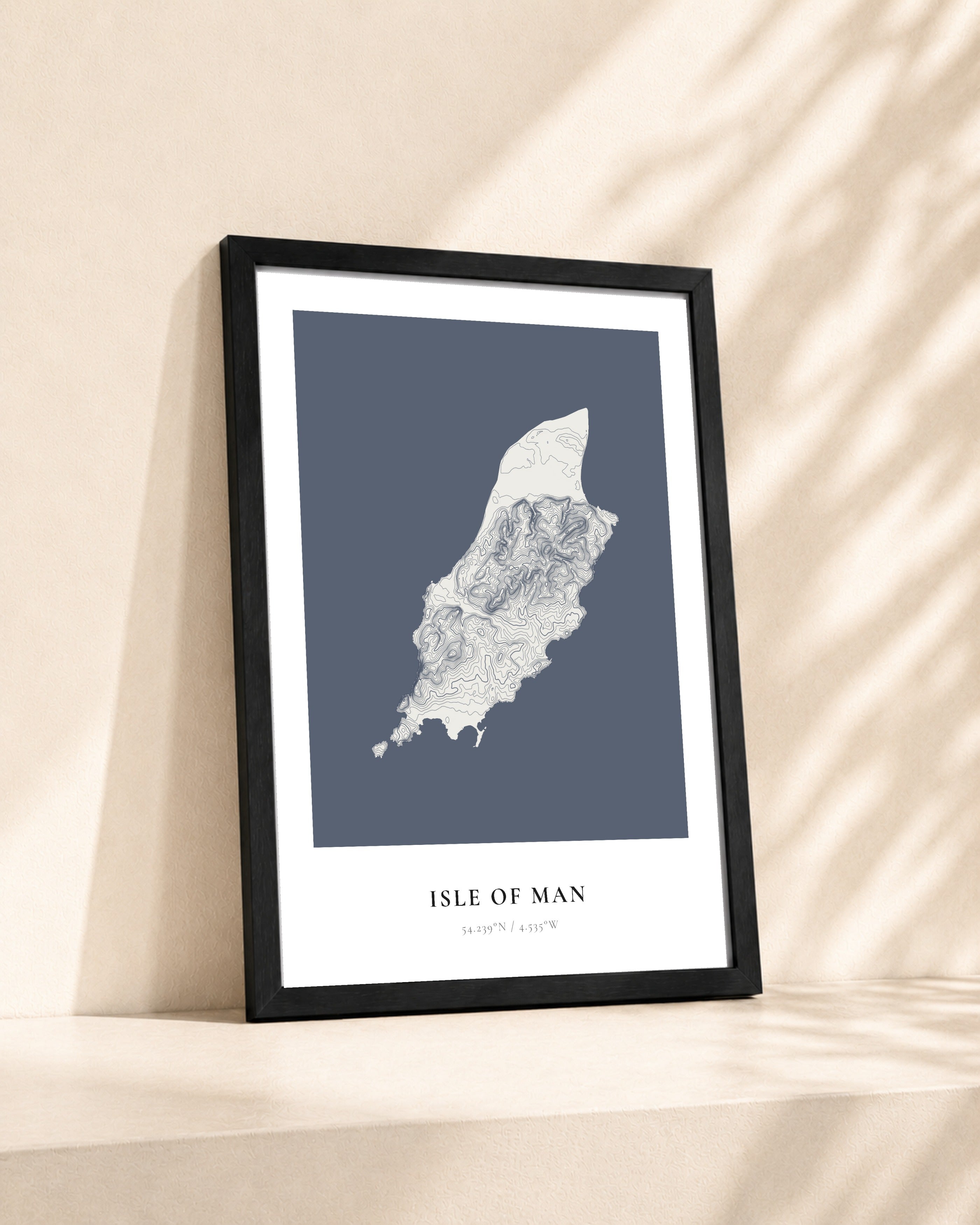 Isle of Man 2D Contour Print – framed contour map print, lifestyle scene