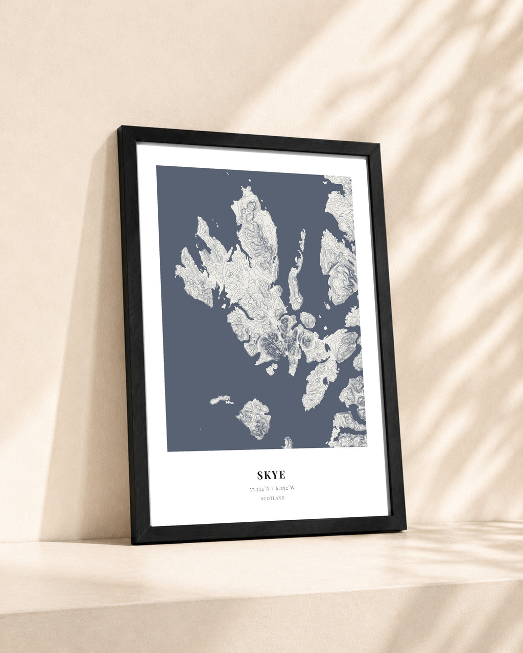 Isle of Skye 2D Contour Print – framed contour map print, lifestyle scene