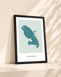 Martinique 2D Contour Print – framed contour map print, lifestyle scene