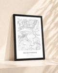 The Matterhorn 2D Contour Print – framed contour map print, lifestyle scene