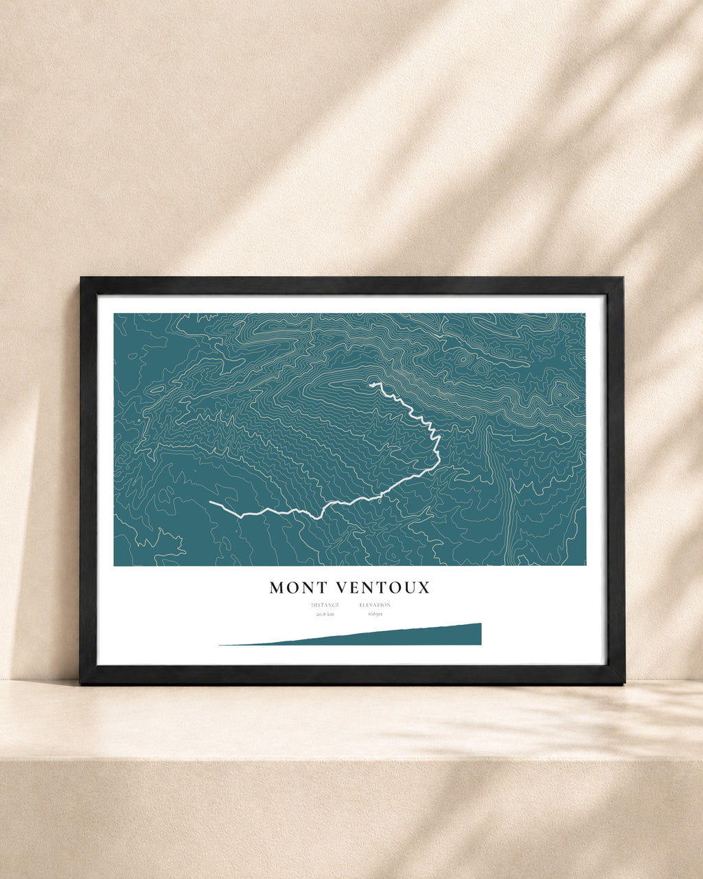 Mont Ventoux 2D Contour Print – framed contour map print, black frame