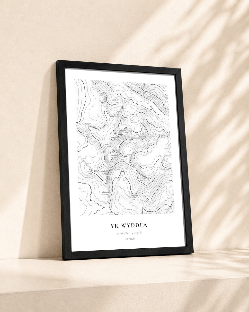 Snowdon / Yr Wyddfa 2D Contour Print – framed contour map print, lifestyle scene