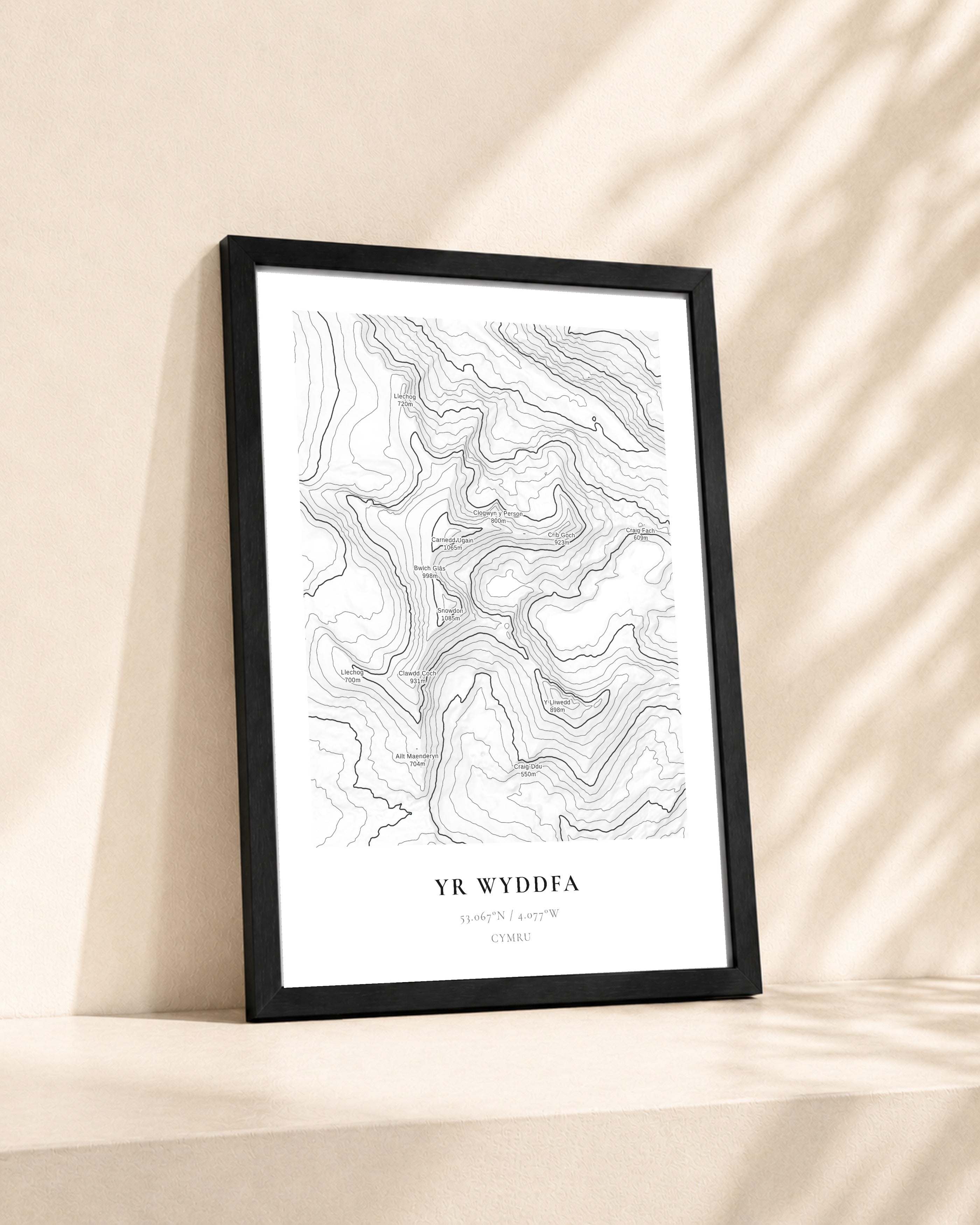 Snowdon / Yr Wyddfa 2D Contour Print – framed contour map print, lifestyle scene
